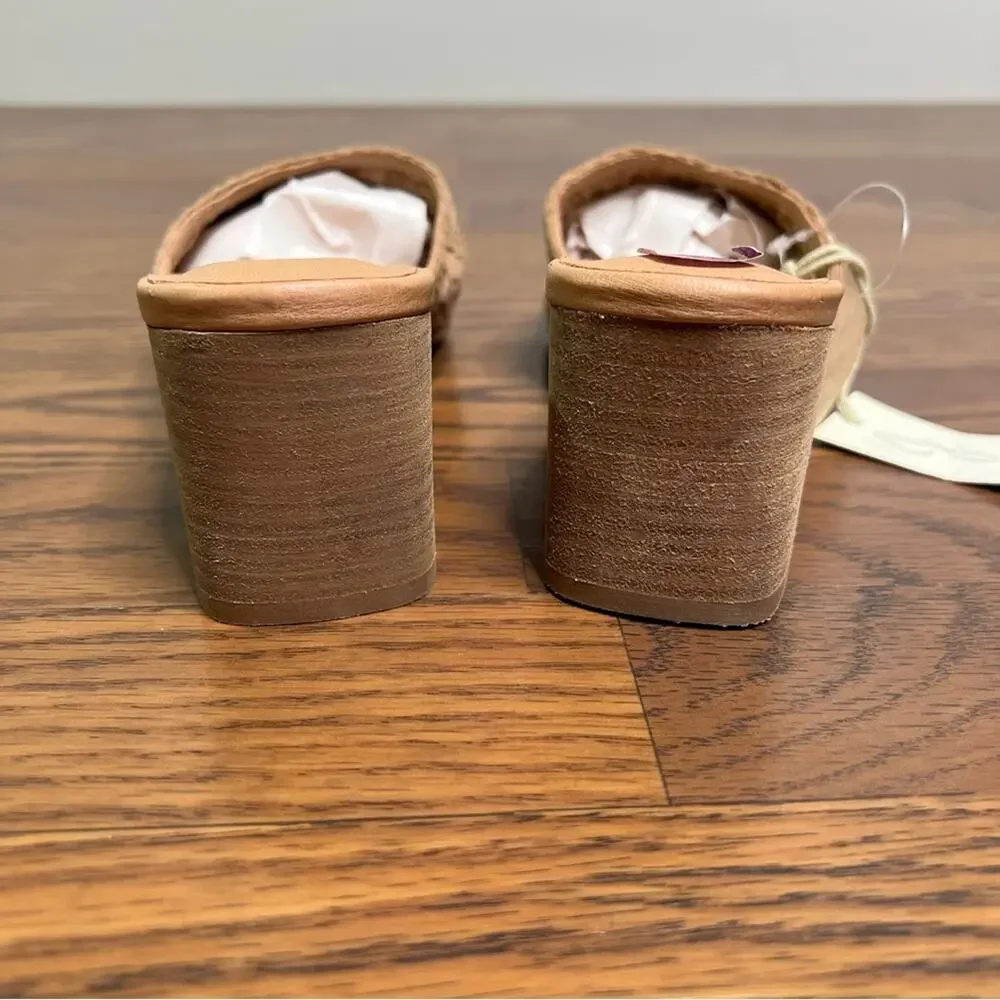 Joie woven tan block heel sandals made of genuine leather size 8.5